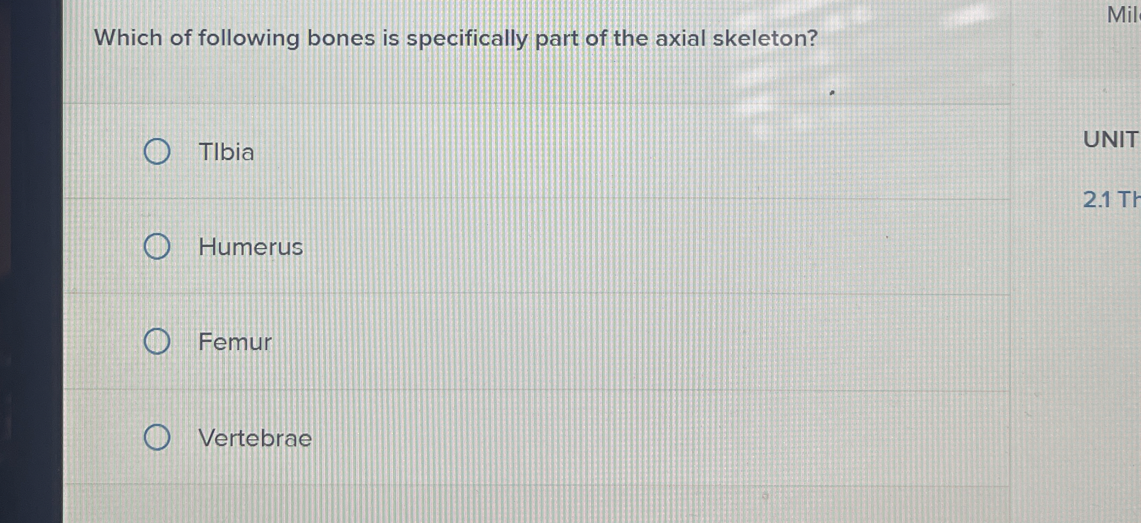 Solved Which of following bones is specifically part of the