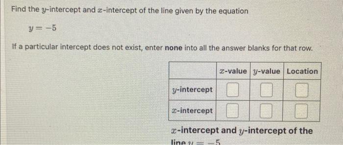 equation of a line given x and y intercept