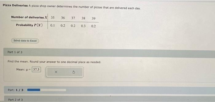 Solved Pizza Deliveries A pizza shop owner determines the | Chegg.com