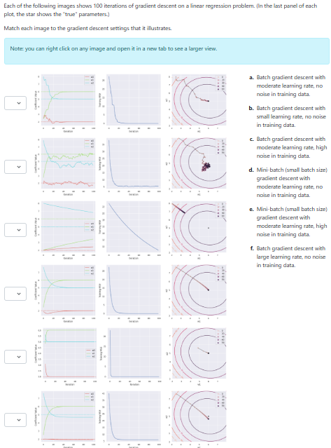 Match each image to the gradient descent settings | Chegg.com