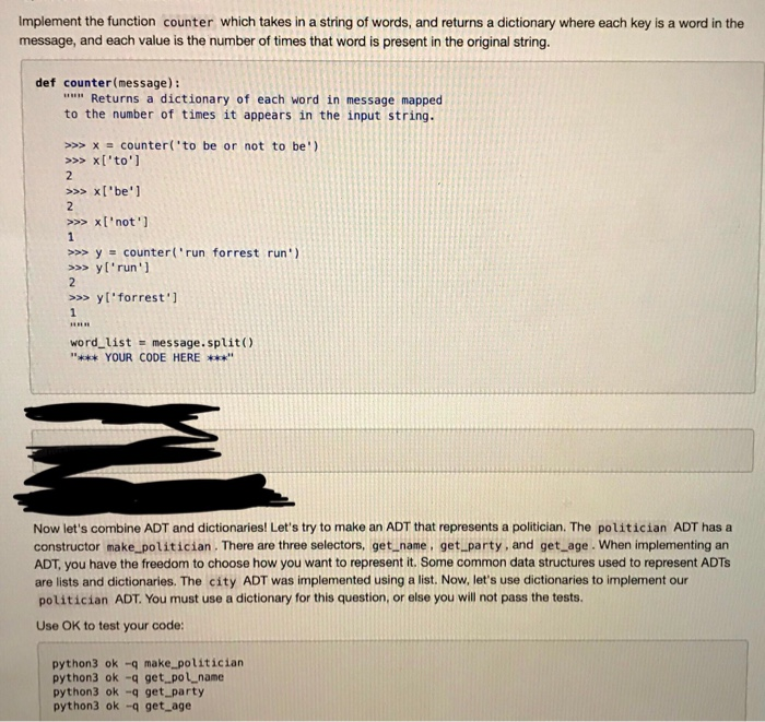 Solved Implement the function counter which takes in a | Chegg.com