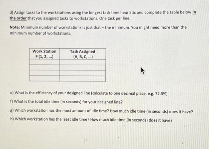 Solved 2. An assembly line to be balanced has 12 tasks with | Chegg.com