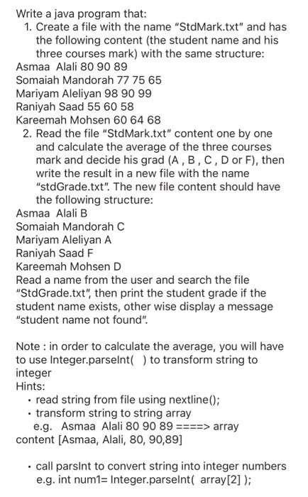 Solved Write a java program that: 1. Create a file with the | Chegg.com