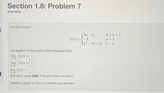Solved Section 1.8: Problem 7 (3 points) For the function | Chegg.com