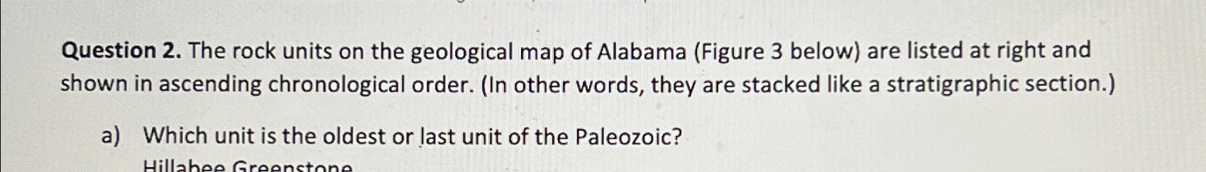 Solved Question 2. ﻿The rock units on the geological map of | Chegg.com