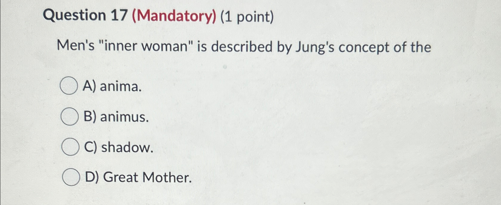 Solved Question 17 (Mandatory) (1 ﻿point)Men's inner woman