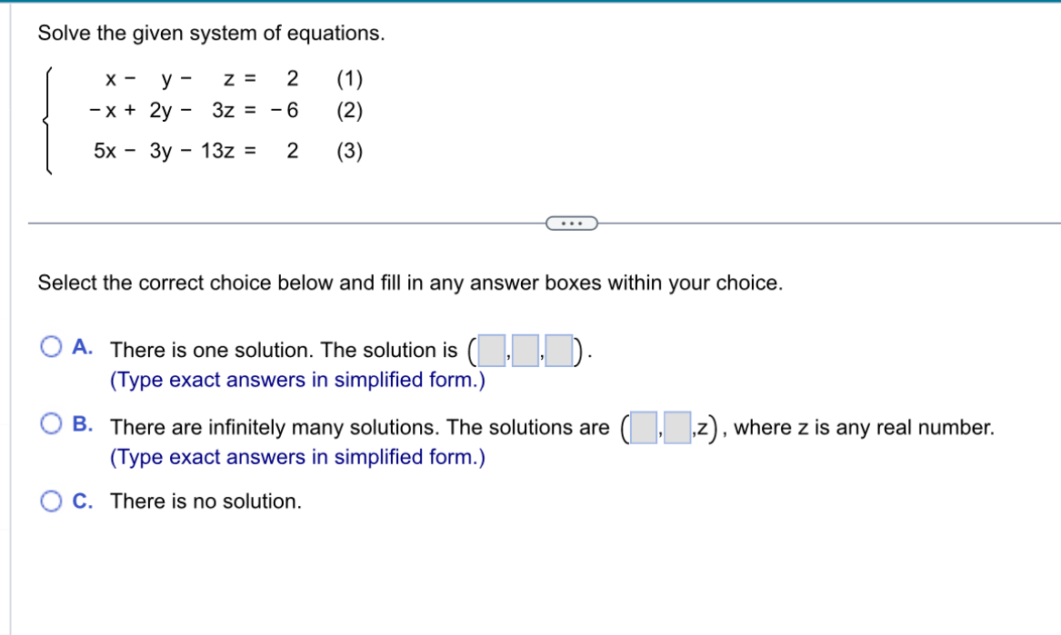 Solved Solve the given system of | Chegg.com