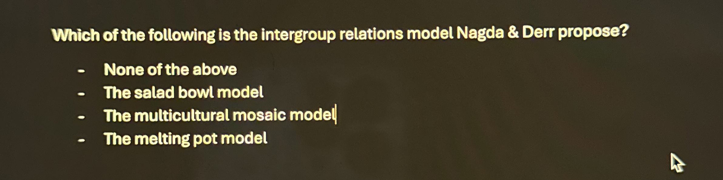 Solved Which of the following is the intergroup relations | Chegg.com