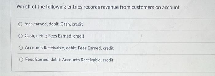 Solved Which of the following entries records revenue from | Chegg.com