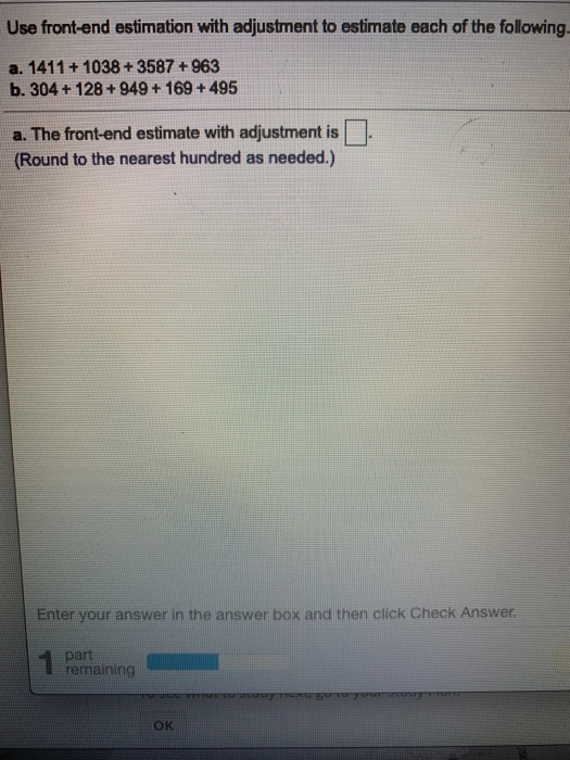 Solved Use front-end estimation with adjustment to estimate | Chegg.com