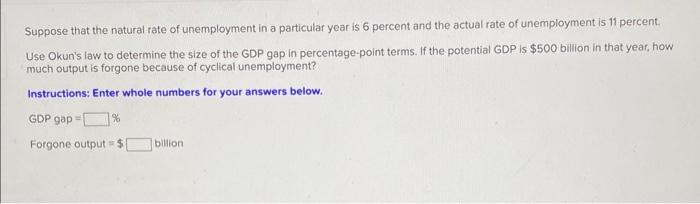 Solved Suppose that the natural rate of unemployment in a | Chegg.com
