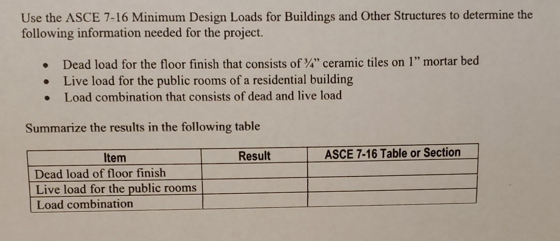 Solved Use The ASCE 7-16 Minimum Design Loads For Buildings | Chegg.com