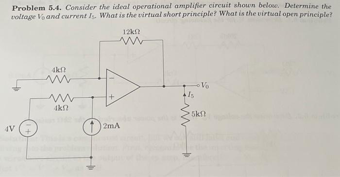 Solved Problem 5.4. Consider the ideal operational amplifier | Chegg.com