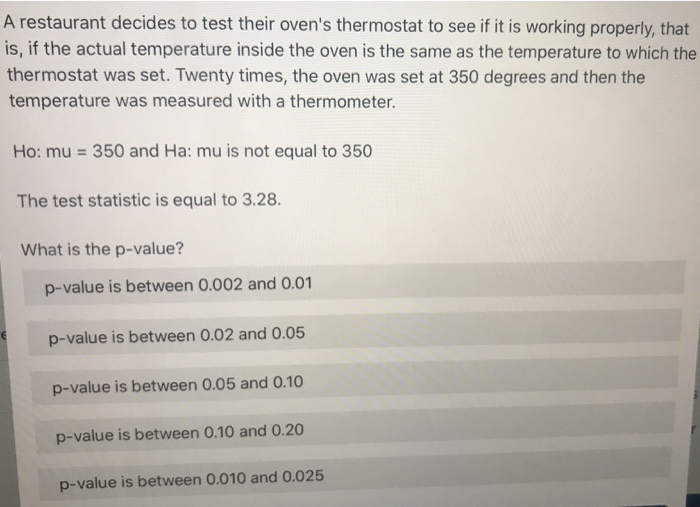 Solved A restaurant decides to to test their oven's