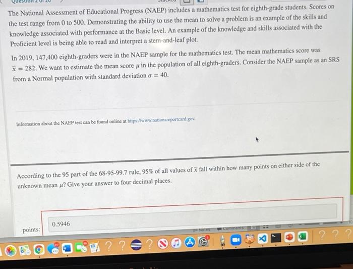 Solved The National Assessment of Educational Progress | Chegg.com
