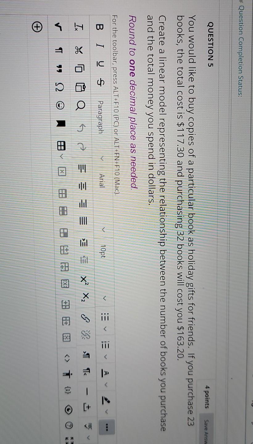 Solved Question Completion Status: QUESTION 5 4 points Save | Chegg.com