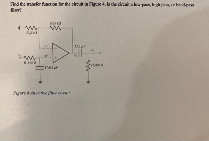 Solved Find the transfer function for the circuit in Figure | Chegg.com