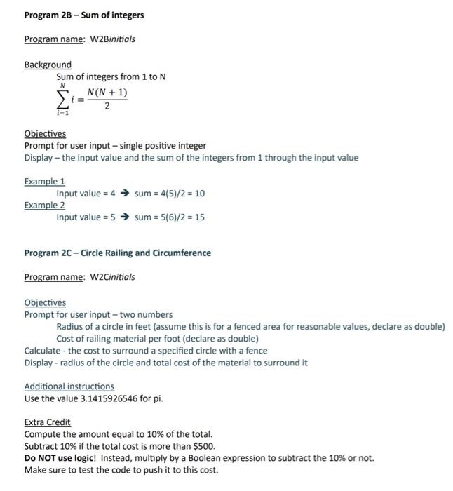 Solved Program 2B - Sum of integers Program name: | Chegg.com