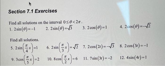Solved Section 7.1 Exercises Find all solutions on the | Chegg.com