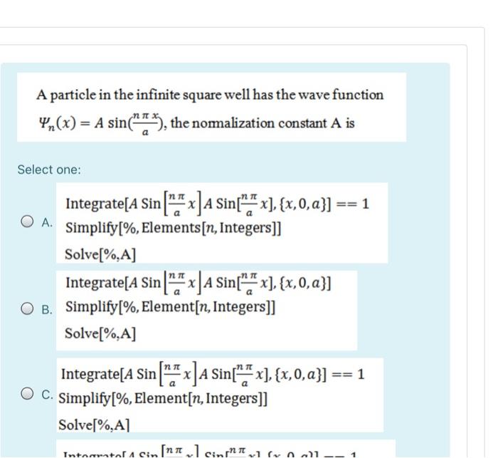 Solved A particle in the infinite square well has the wave | Chegg.com