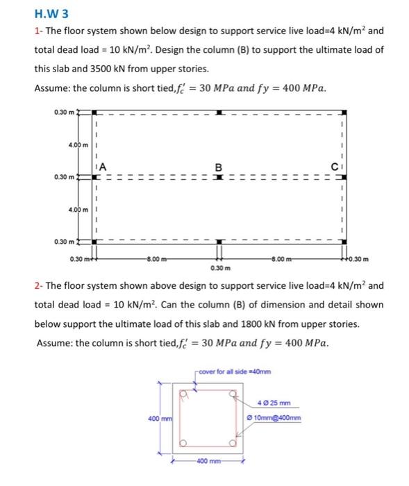 Solved H.W 3 1- The floor system shown below design to | Chegg.com