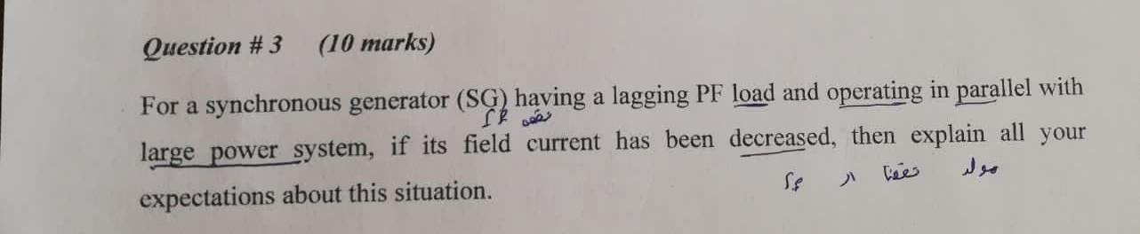 Solved Question #3 (10 marks) For a synchronous generator | Chegg.com