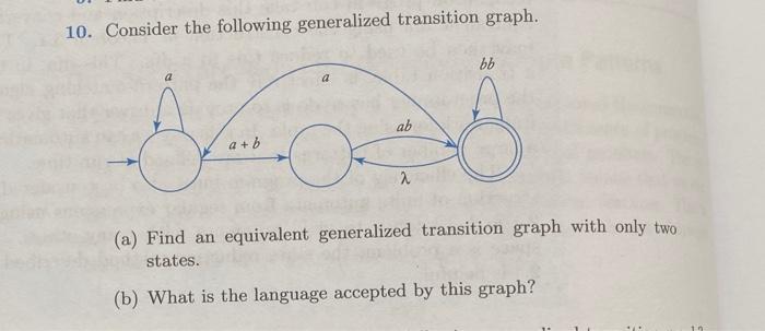 Solved 10. Consider the following generalized transition | Chegg.com