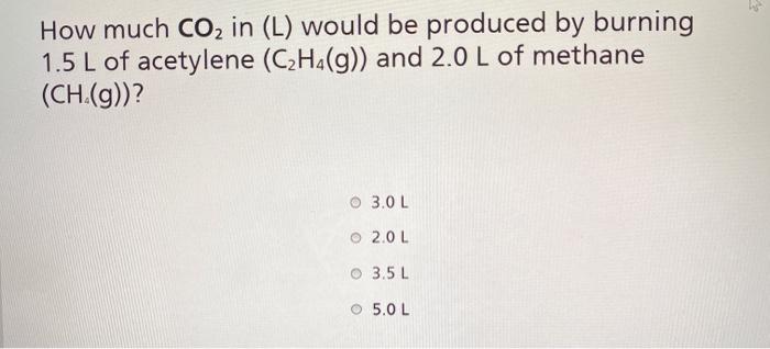 Solved How Much Co2 In L Would Be Produced By Burning 1 Chegg Com