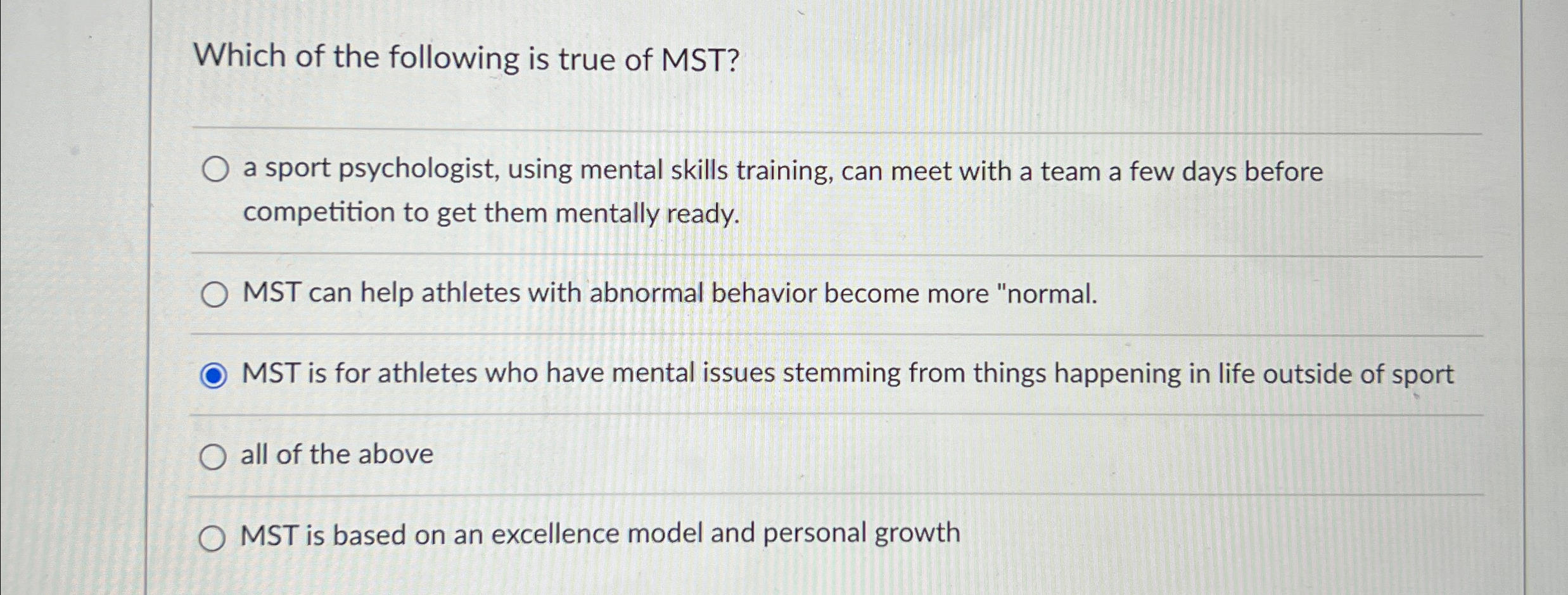 Solved Which of the following is true of MST?a sport | Chegg.com