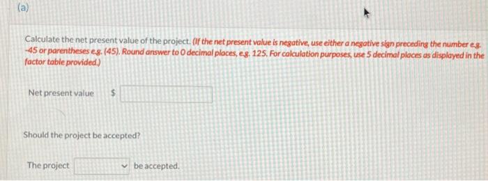 Solved Calculate the net present value of the project. (If | Chegg.com