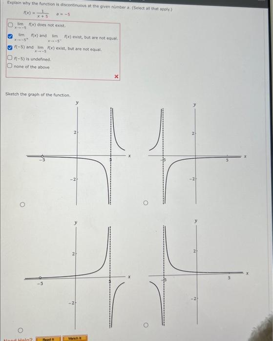 Solved Explain why the function is discontinuous at the | Chegg.com