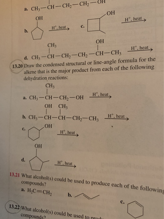 Solved A. CH3 -CH-CH2 - CH2 – OH OH H. Heat C. H, Heat B. | Chegg.com