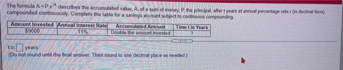 Solved The Formula A Pe Describes The Accumulated Value A