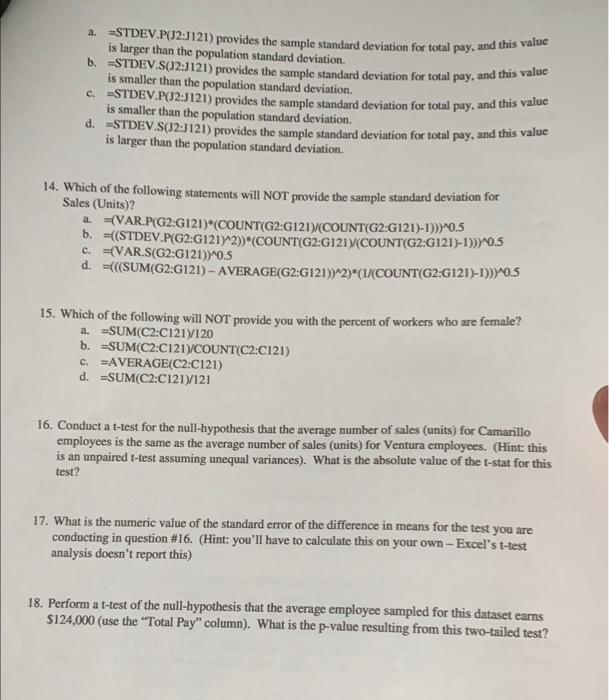Solved Use the "Payroll Data.xlsx" file to answer questions