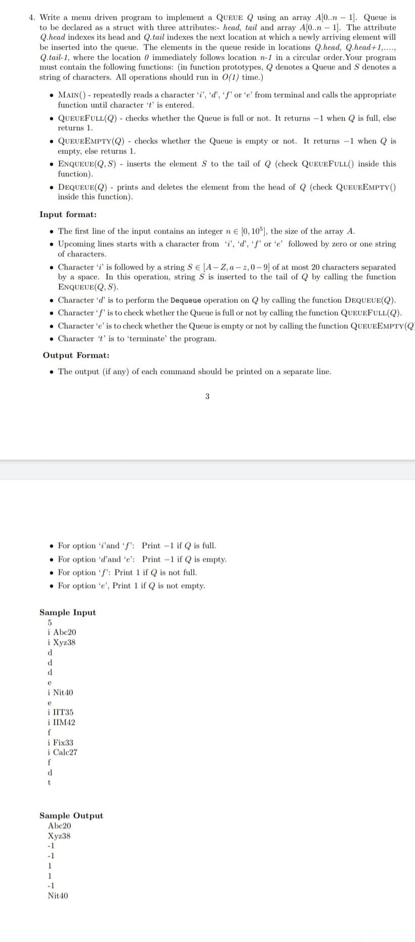 solved-4-write-a-menu-driven-program-to-implement-a-queue-q-chegg