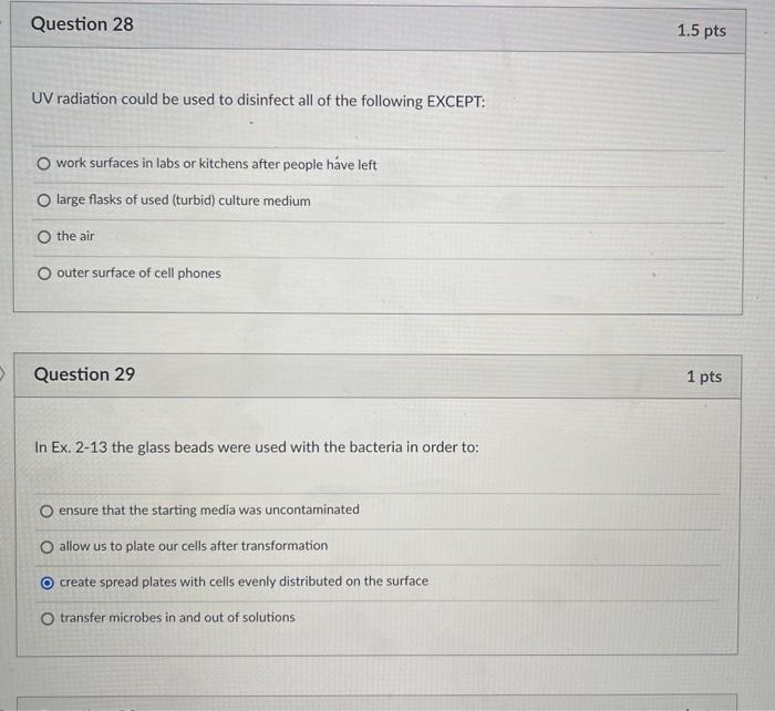 Solved Question 28 1.5 pts UV radiation could be used to | Chegg.com