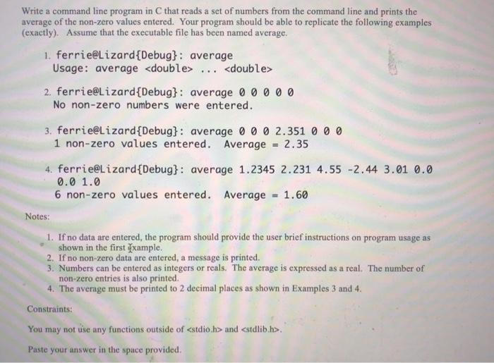 Solved Write a command line program in C that reads a set of | Chegg.com