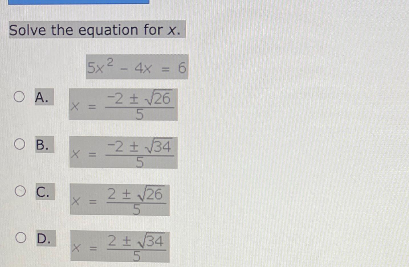 Solved Solve the equation for | Chegg.com