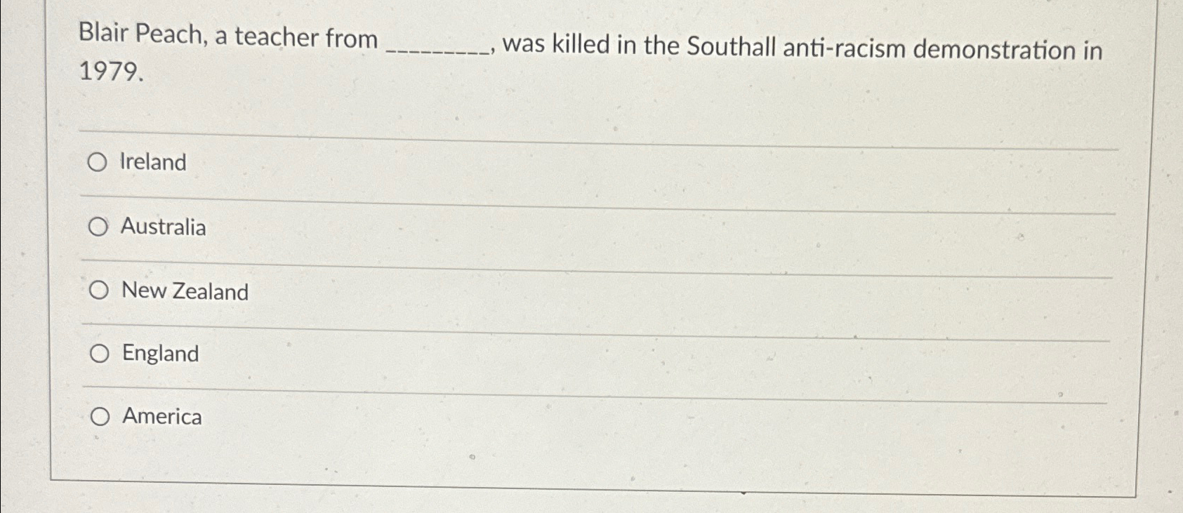 Solved Blair Peach, a teacher from 1979.was killed in the | Chegg.com
