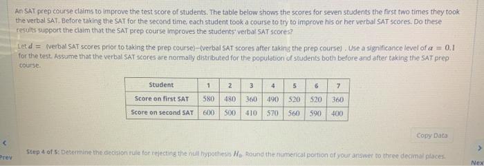 Solved An Sat Prep Course Claims To Improve The Test Score