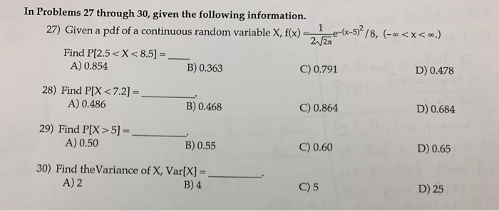 Solved In Problems 27 through 30, given the following | Chegg.com
