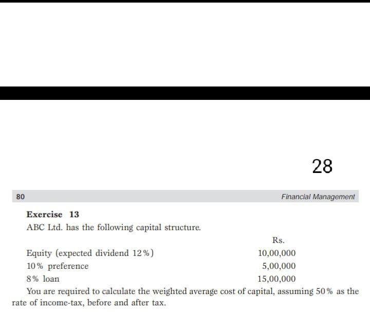 Solved 28 80 Financial Management Exercise 13 ABC Ltd. Has | Chegg.com