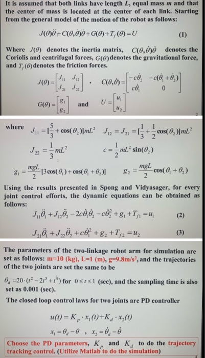 How To Use Matlab To Do The Simulation Robotic Chegg Com