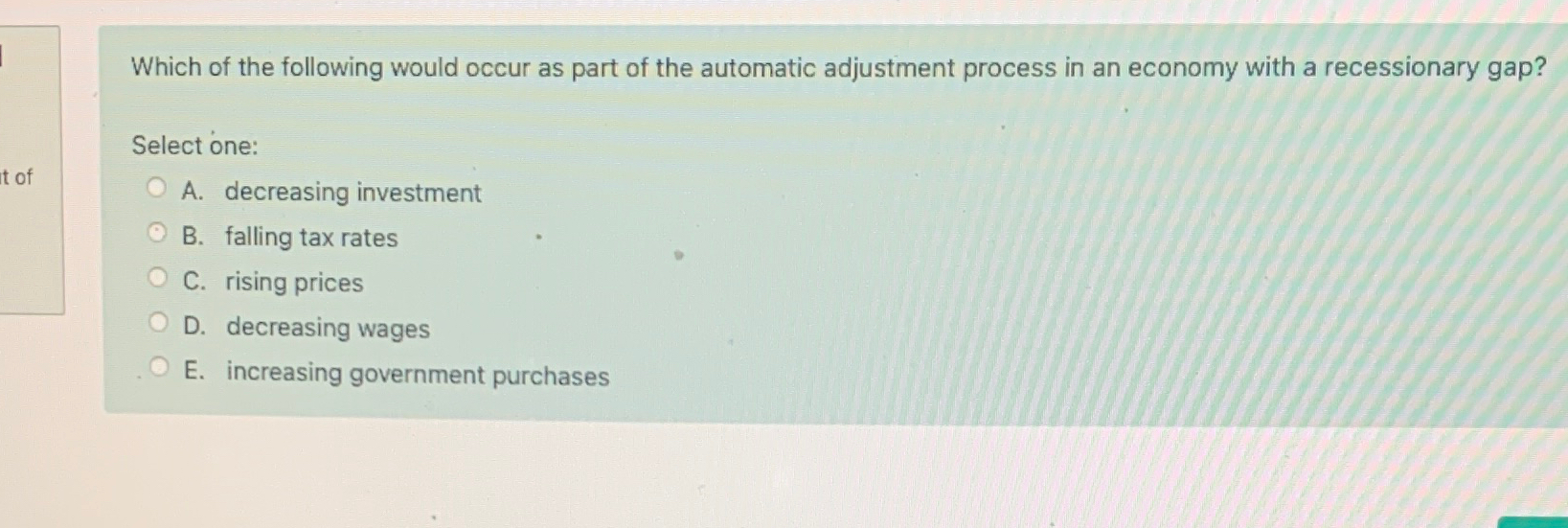 Solved Which of the following would occur as part of the