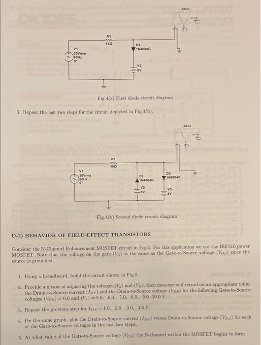 Solved RI IND 01 INOL VI 20Vrms SOME 0 V2 -5V I Fig. 4(a) | Chegg.com