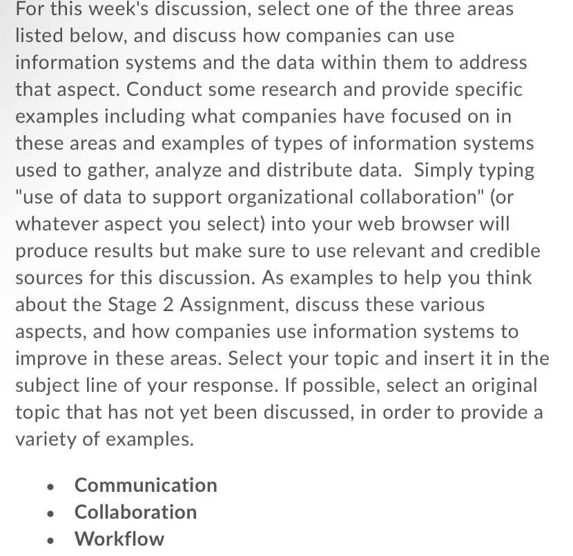 Solved For this week's discussion, select one of the three