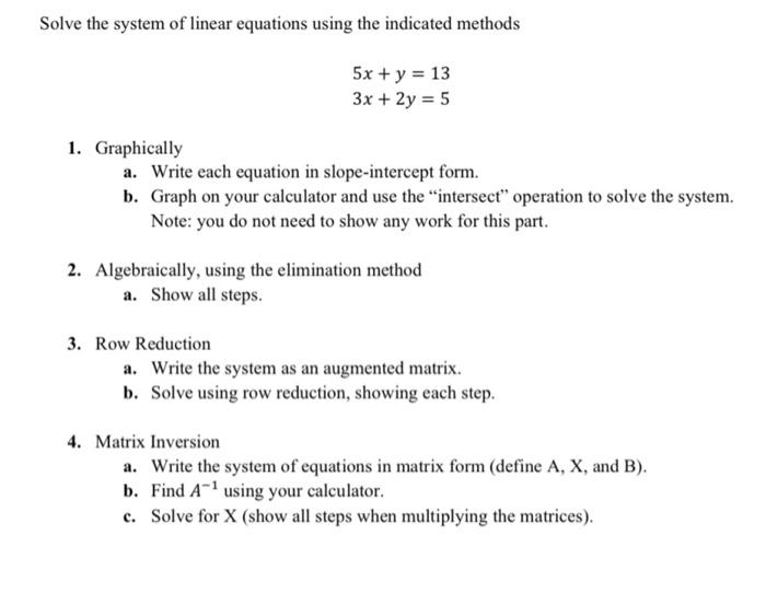 Solved Solve the system of linear equations using the | Chegg.com