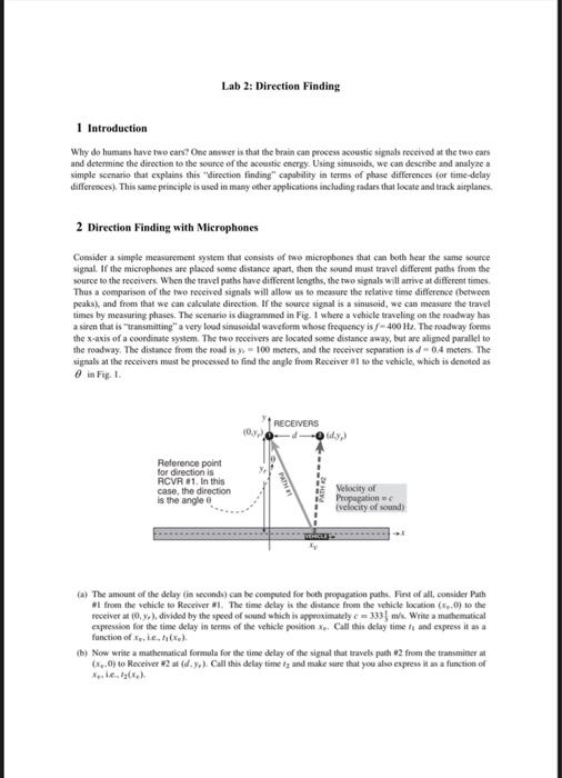 Solved Lab 2: Direction Finding 1 Introduction Why do humans | Chegg.com