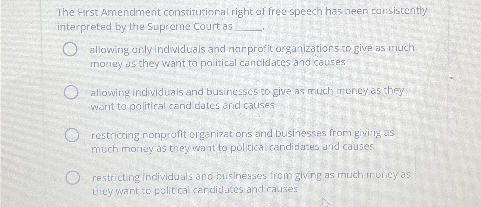 Solved The First Amendment constitutional right of free | Chegg.com