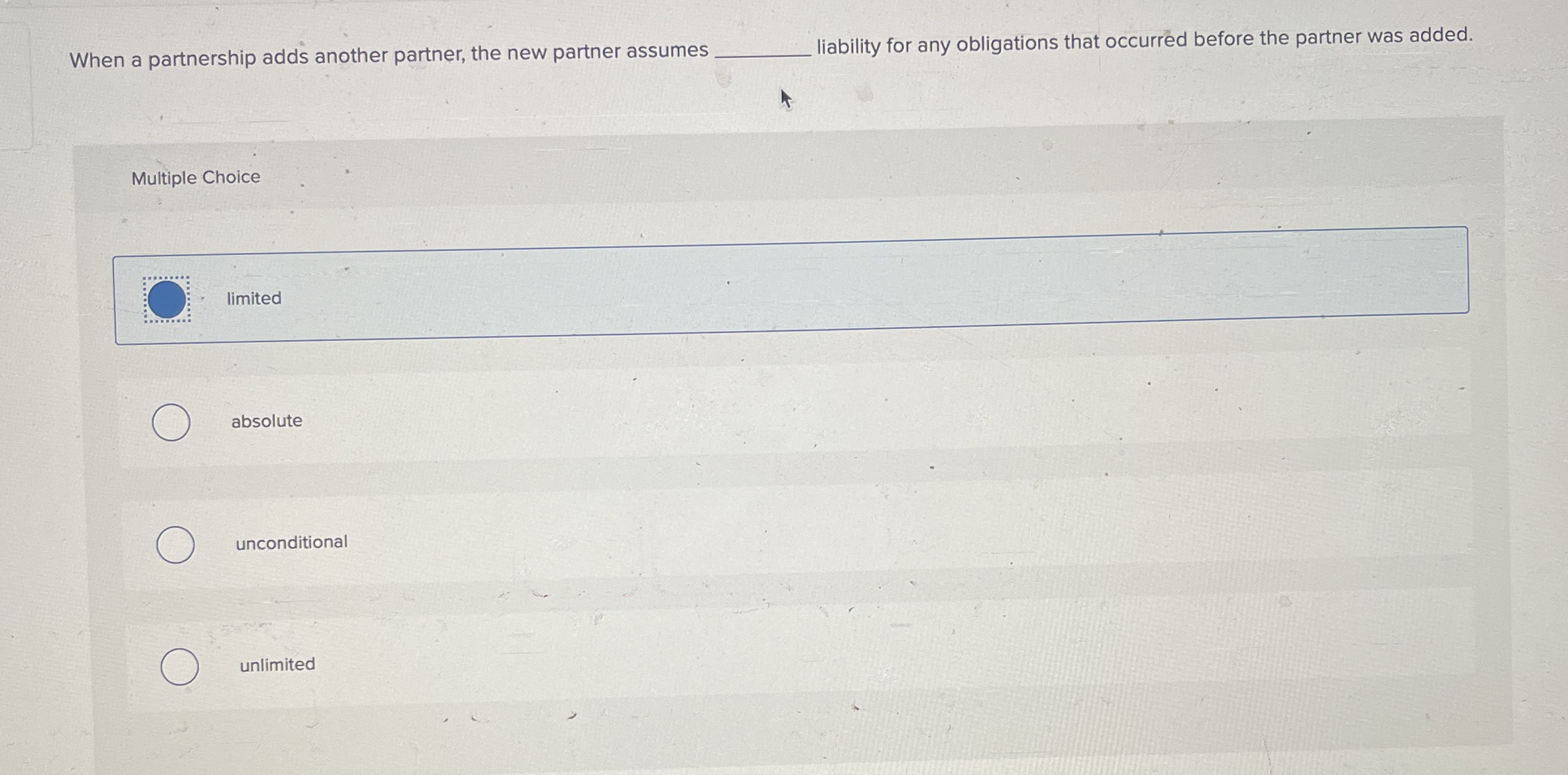 Solved When a partnership adds another partner, the new | Chegg.com
